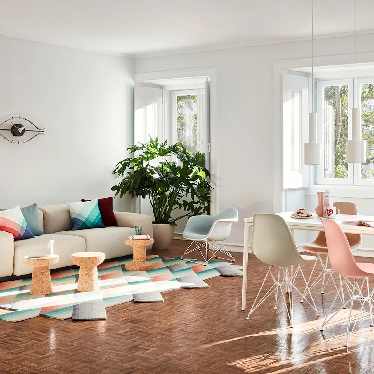 Eames RE Plastic Armchair LAR 92 Citron, White Base